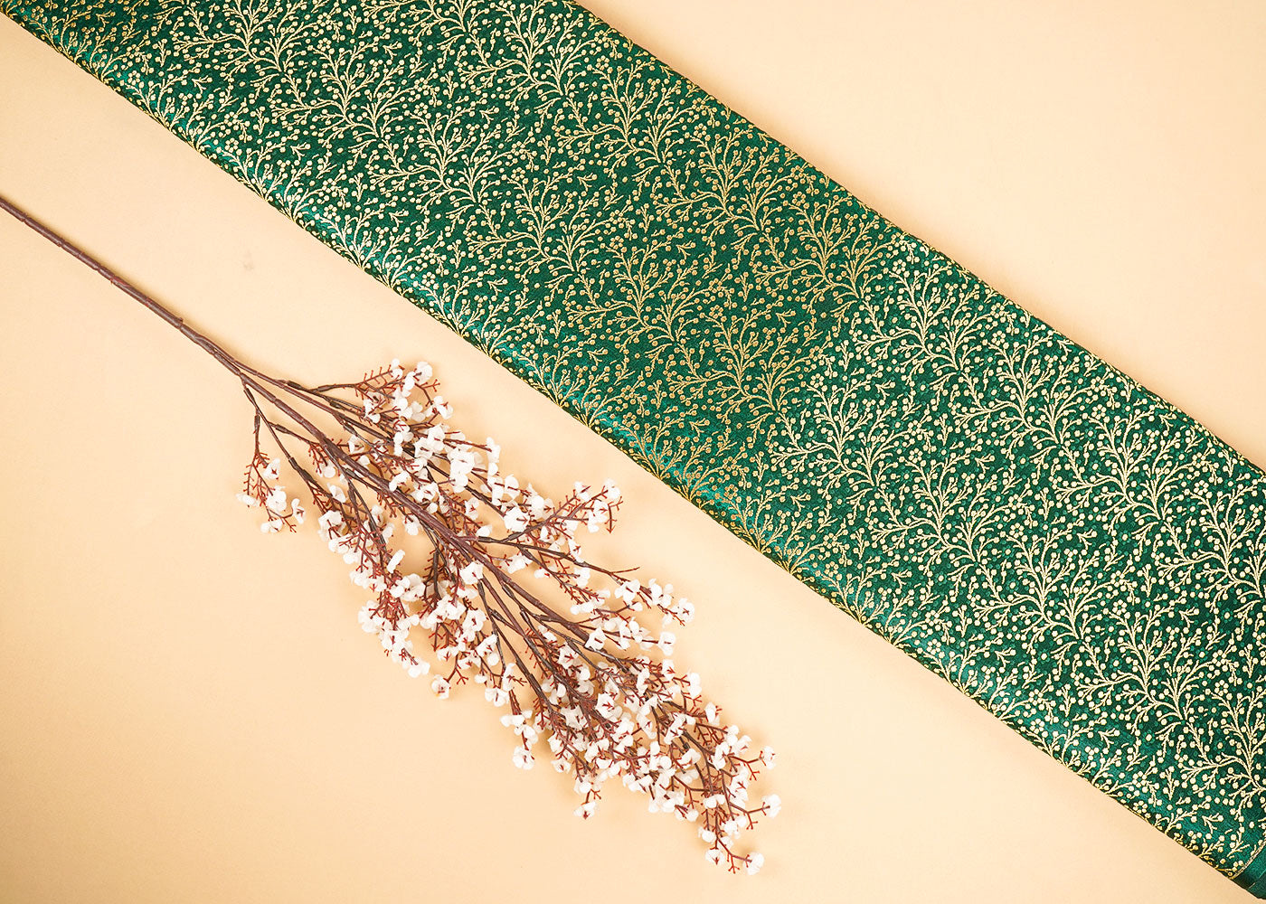 Bottle-Green-Banarasi-Brocade-Fabric-With-All-Over-Zari-Handloom-22580