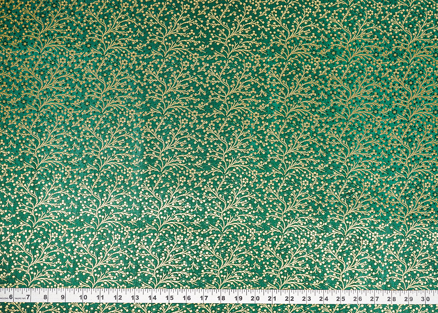 Bottle-Green-Banarasi-Brocade-Fabric-With-All-Over-Zari-Handloom-22580-measurement-view