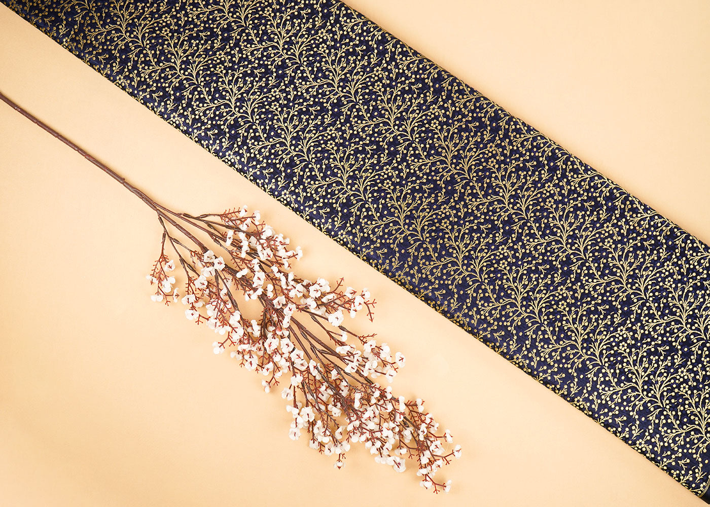 Navy-Blue-Banarasi-Brocade-Fabric-With-All-Over-Zari-Handloom-22581