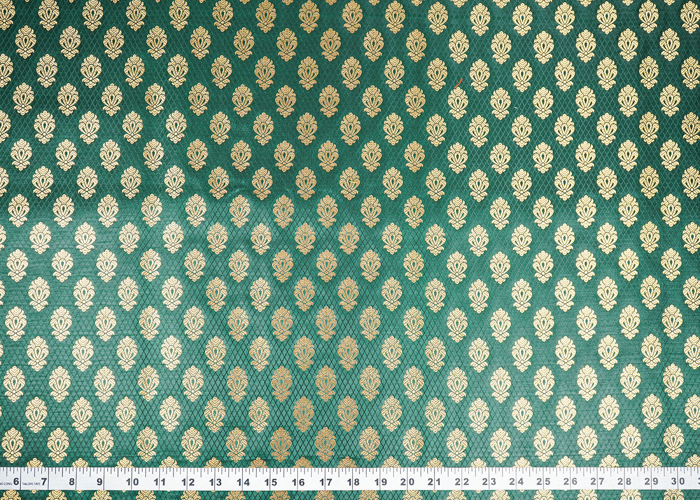 Bottle-Green-Banarasi-Brocade-Fabric-With-All-Over-Zari-Handloom-22586-measurement-view
