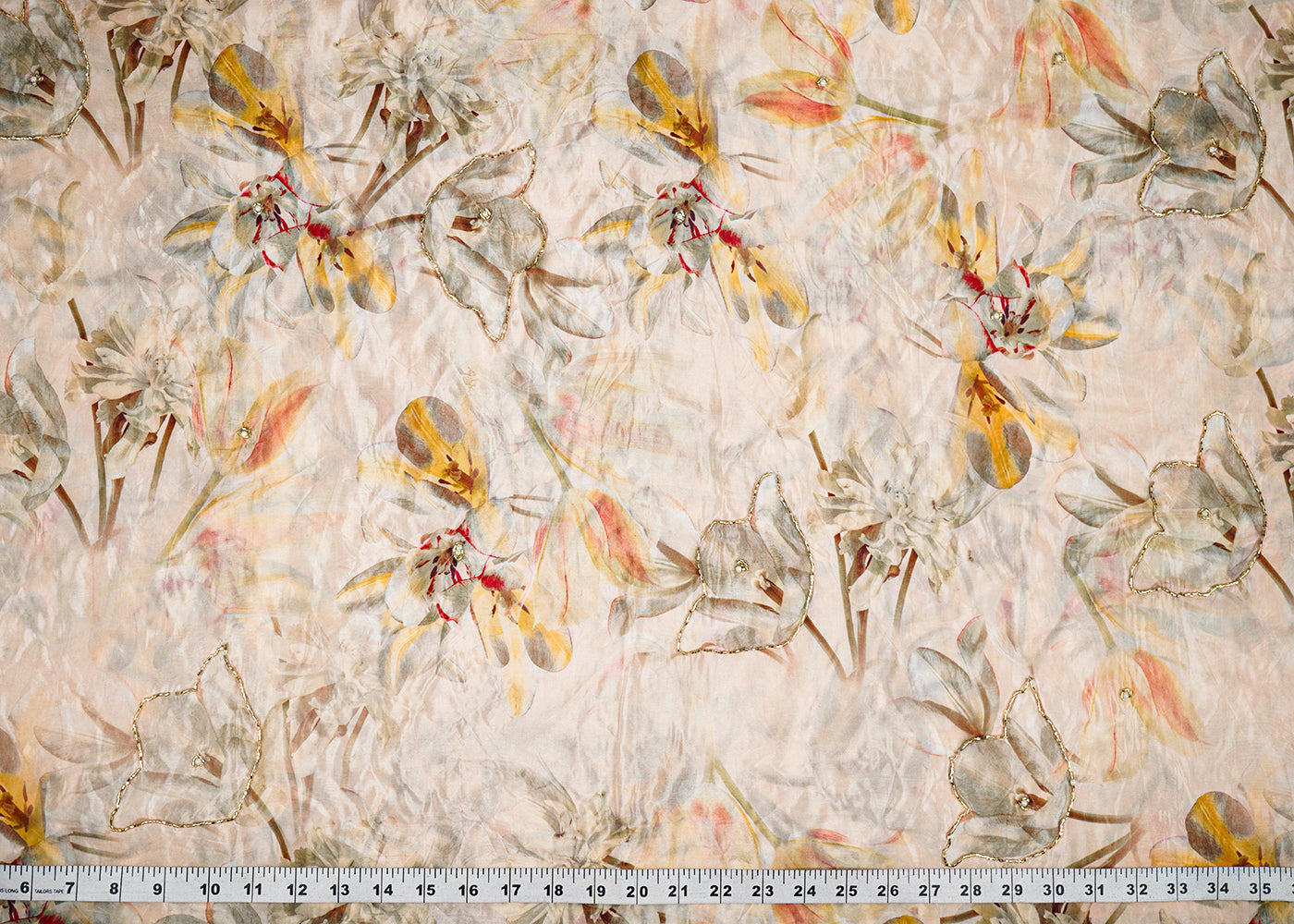 Cream-Organza-Fabric-With-All-Over-Floral-Print-Bead-And-Katdana-Work-22613-measurment-view