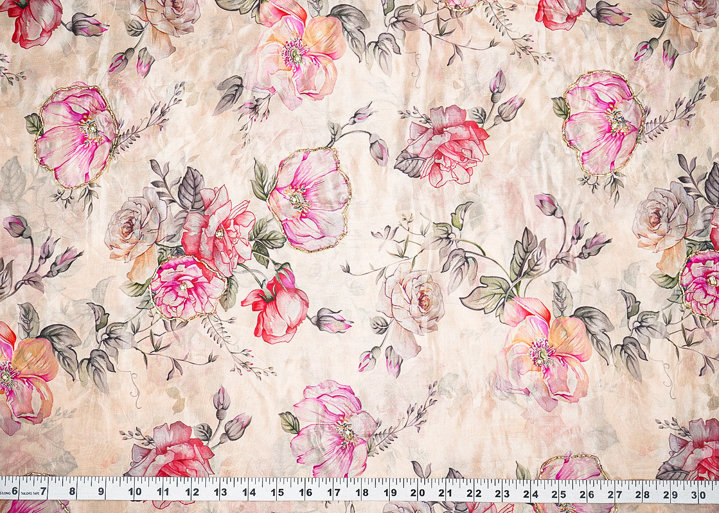 Beige-Organza-Fabric-With-All-Over-Floral-Print-Bead-And-Katdana-Work-22615-measurement-view