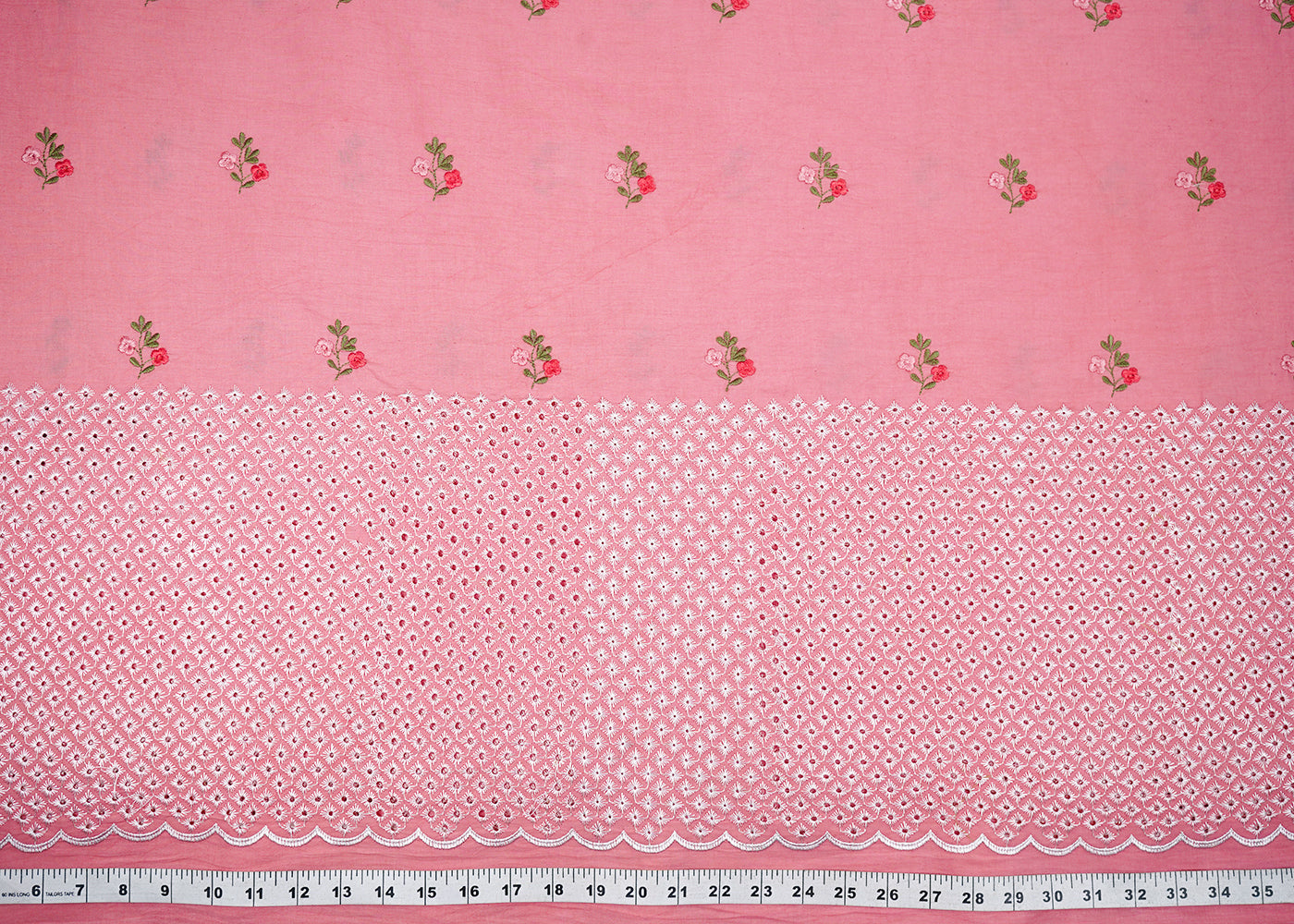 Pink-Cotton-Fabric-With-All-Over-Floral-Buti-Thread-Work-And-Schiffli-Scalloped-Border-22625-measurent-view