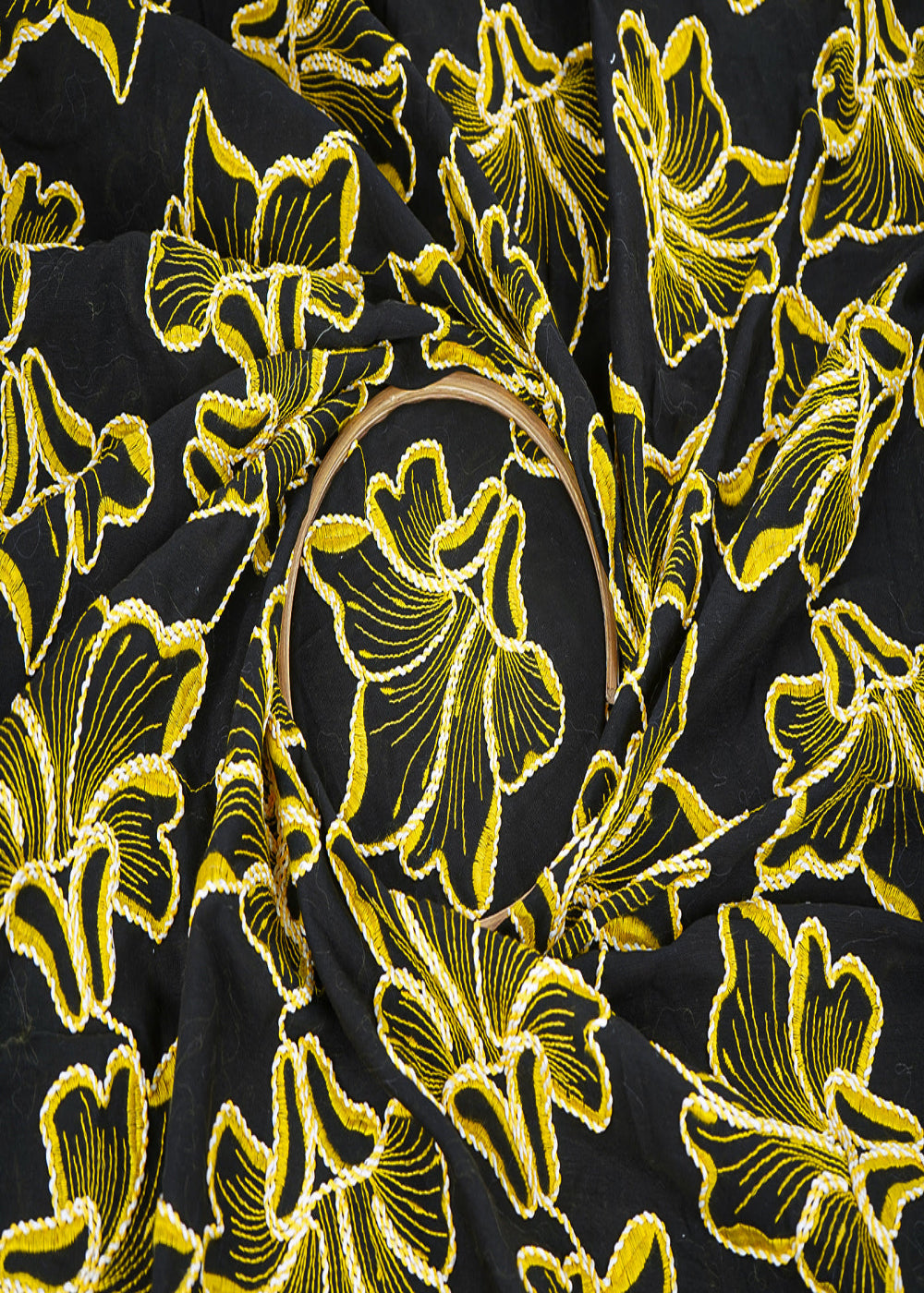 Black-Flex-Cotton-Fabric-With-All-Over-Yellow-Thread-And-Dori-Work-22651-close-view