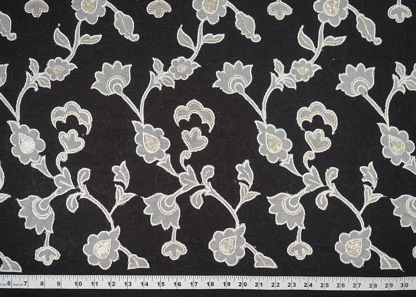 Black-Khadi-Cotton-Fabric-With-All-Over-Sequins-Thread-And-Patch-Work-22657-measurement-view