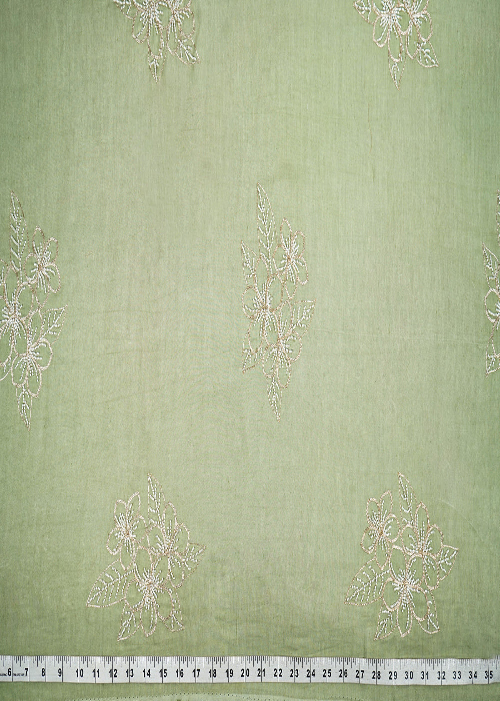 Mint-Green-Cotton-Linen-Fabric-With-All-Over-Floral-Zari-And-Katdana-Work-22668-measurement-view