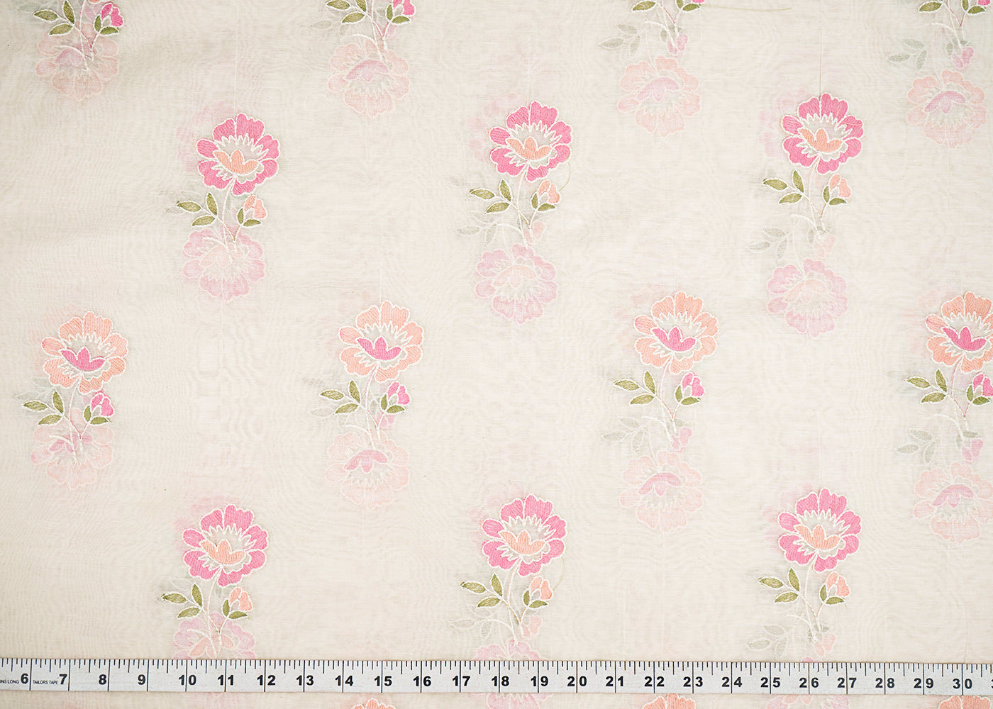 White Dyeable Mul Chanderi Fabric With All Over Pastel Floral Buti Thread Work 22695
