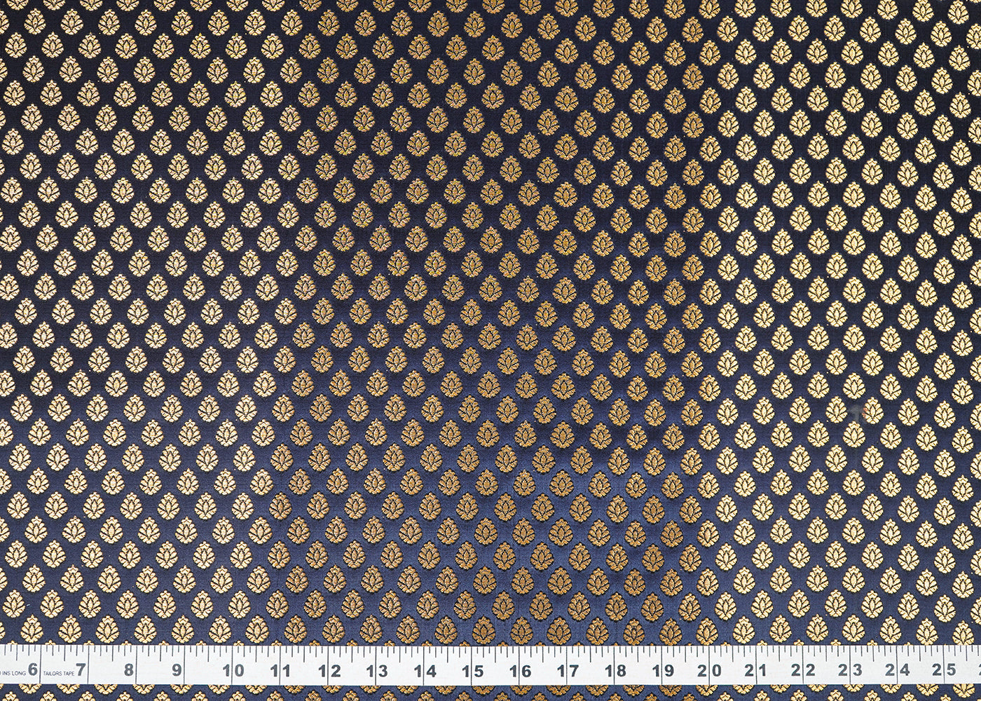 Navy Blue Banarasi Brocade Fabric With All Over Zari Handloom 22707