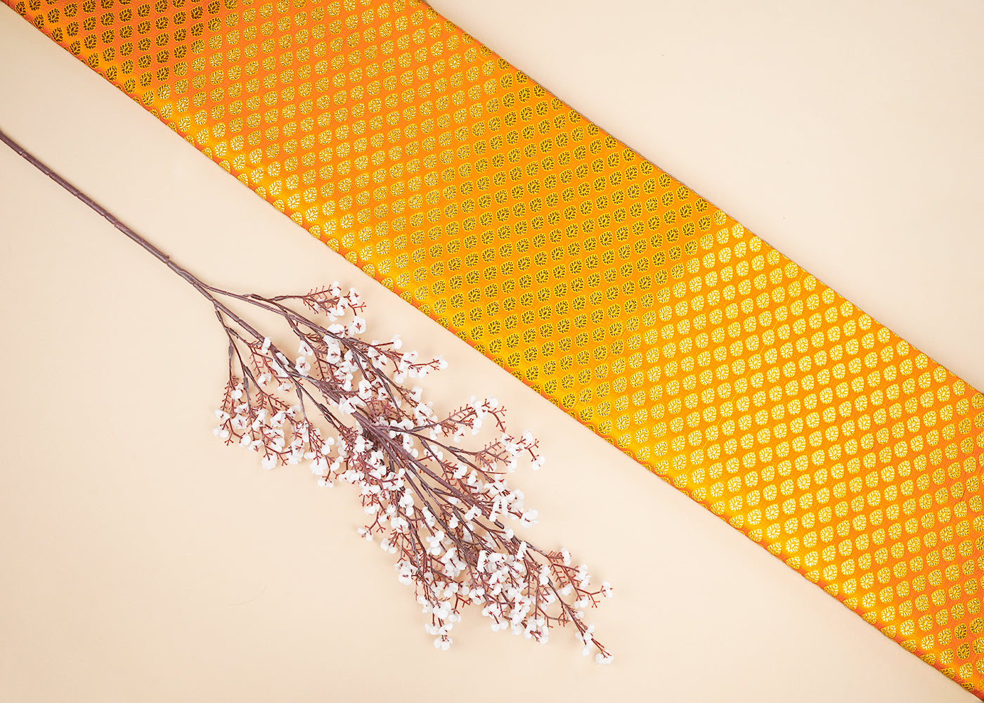 Yellow-Banarasi-BrocadeFabric-With-All-Over-Golden-Zari-Handloom-22709