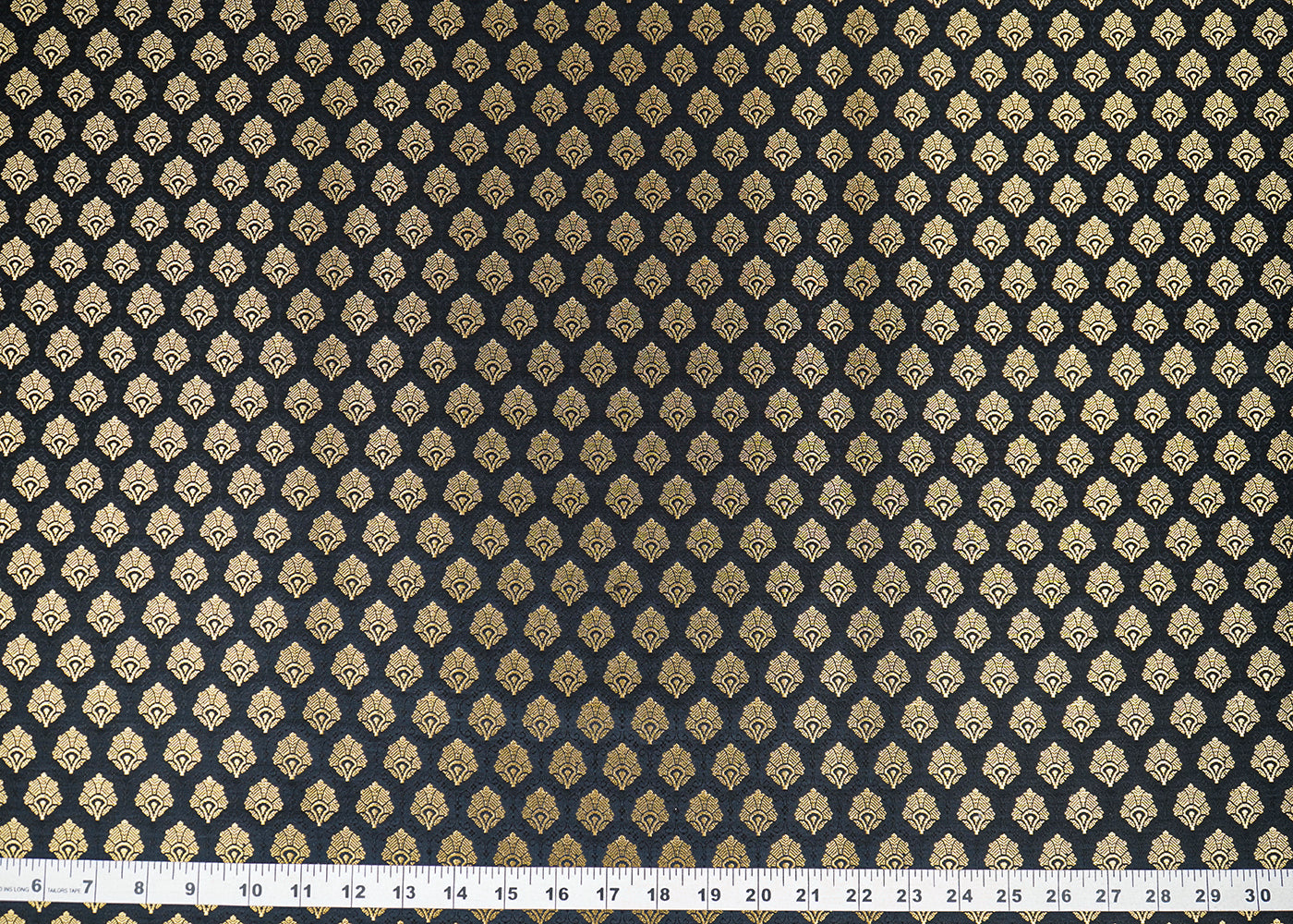 Black Banarasi Brocades Fabric With All Over Zari Handloom 22710