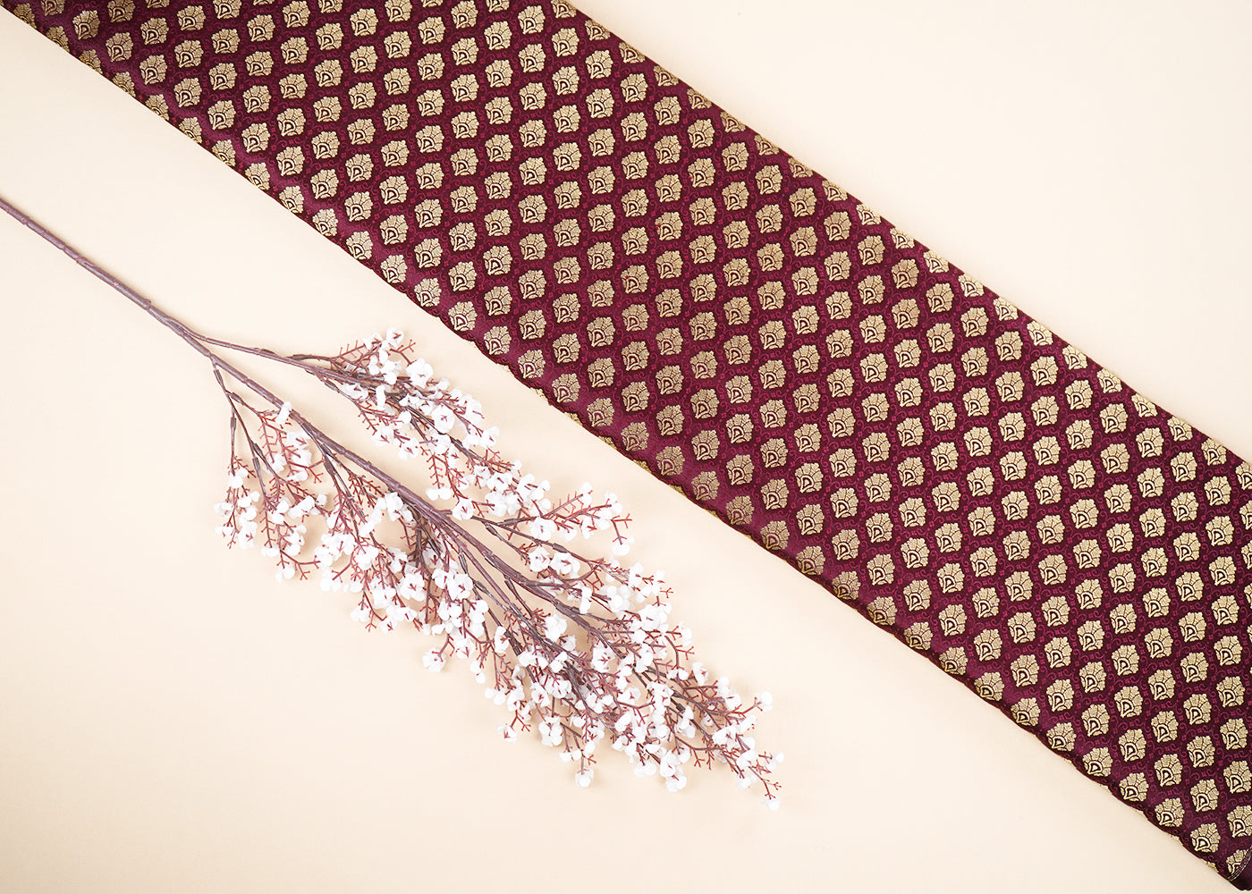 Maroon Banarasi Brocades Fabric With All Over Zari Handloom 22712