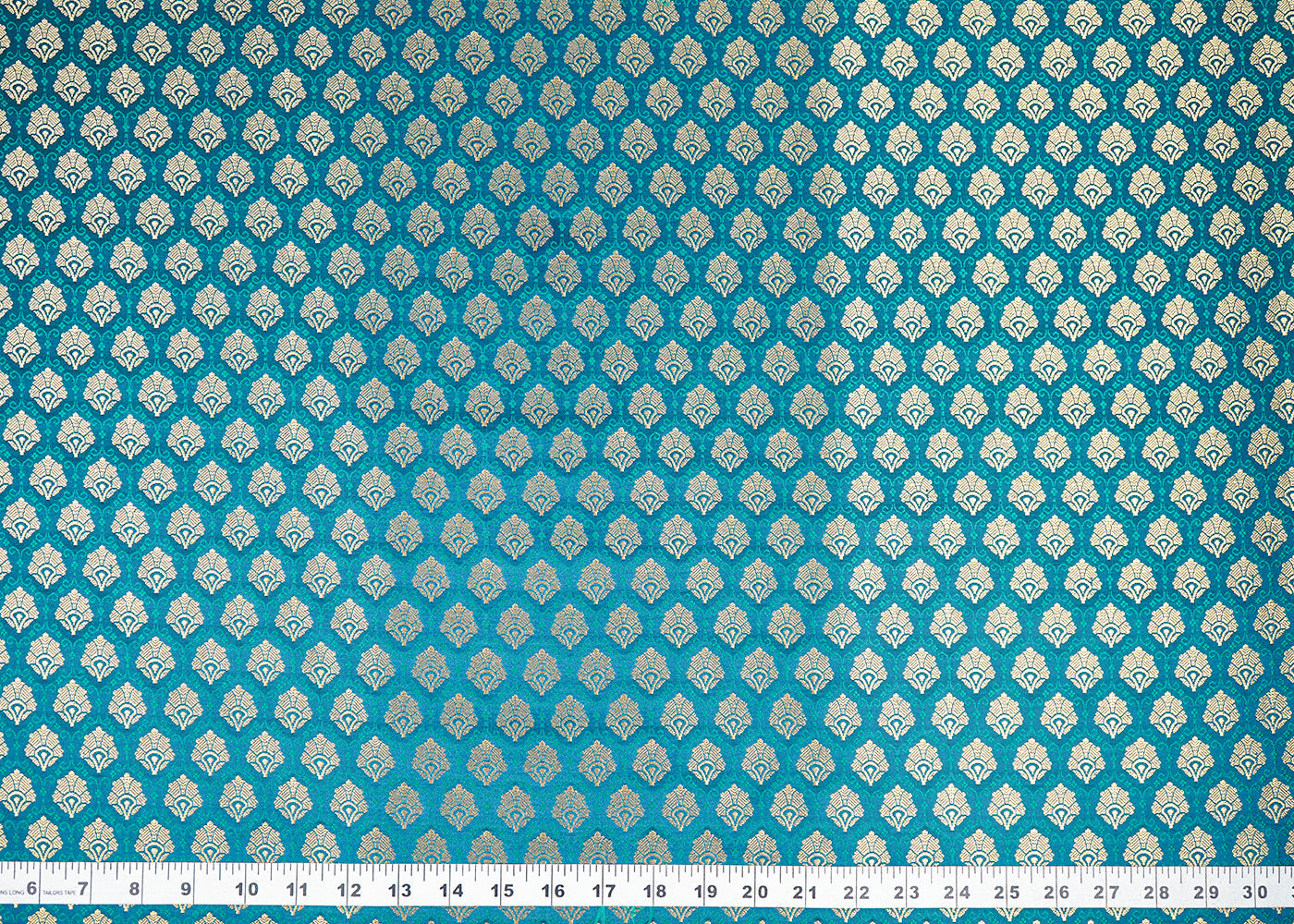 Teal Blue Banarasi Brocades Fabric With All Over Zari Handloom 22713