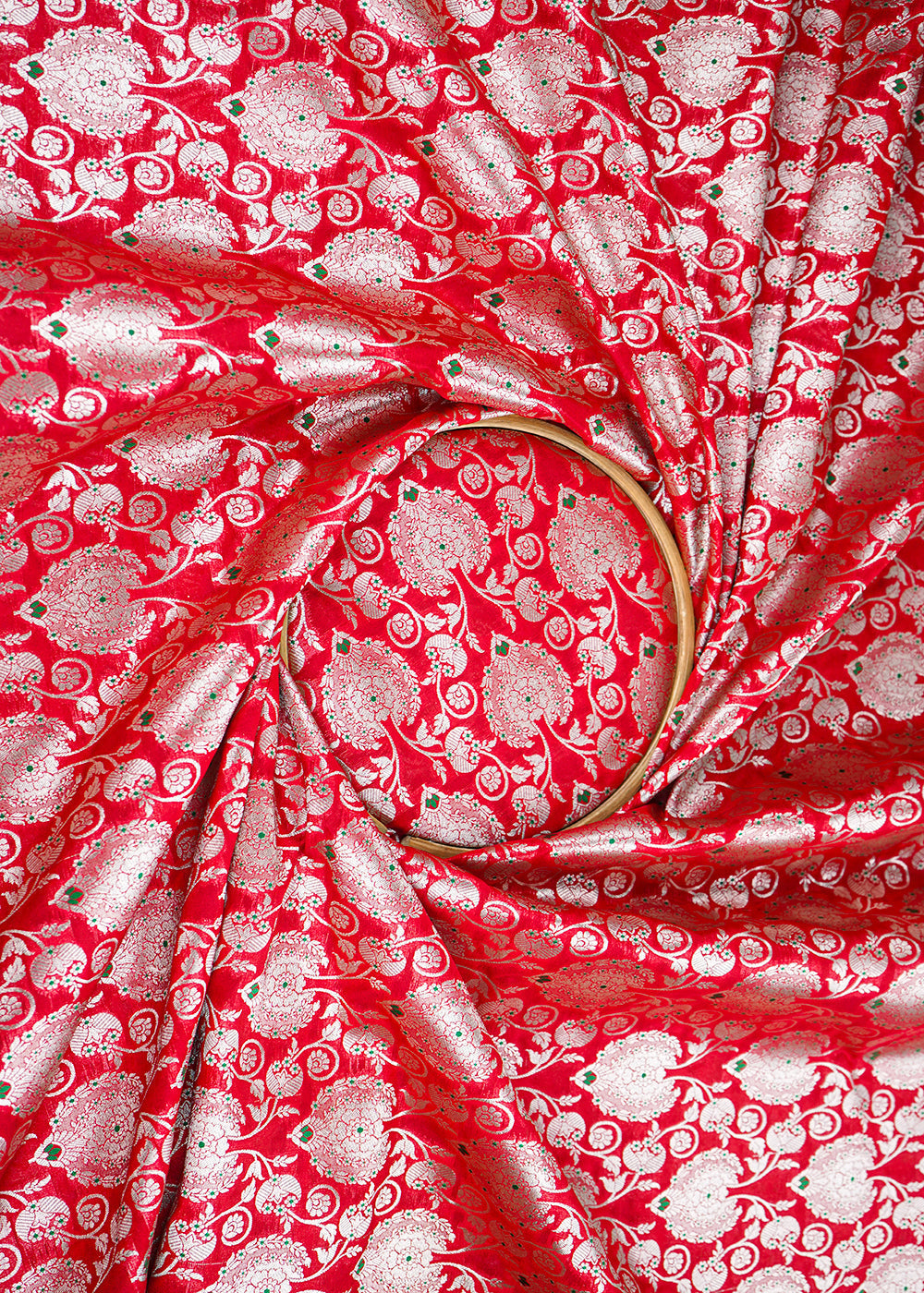 Red-Banarasi-Brocade-Fabric-With-All-Over-Golden-Zari-Handloom-22715-close-view