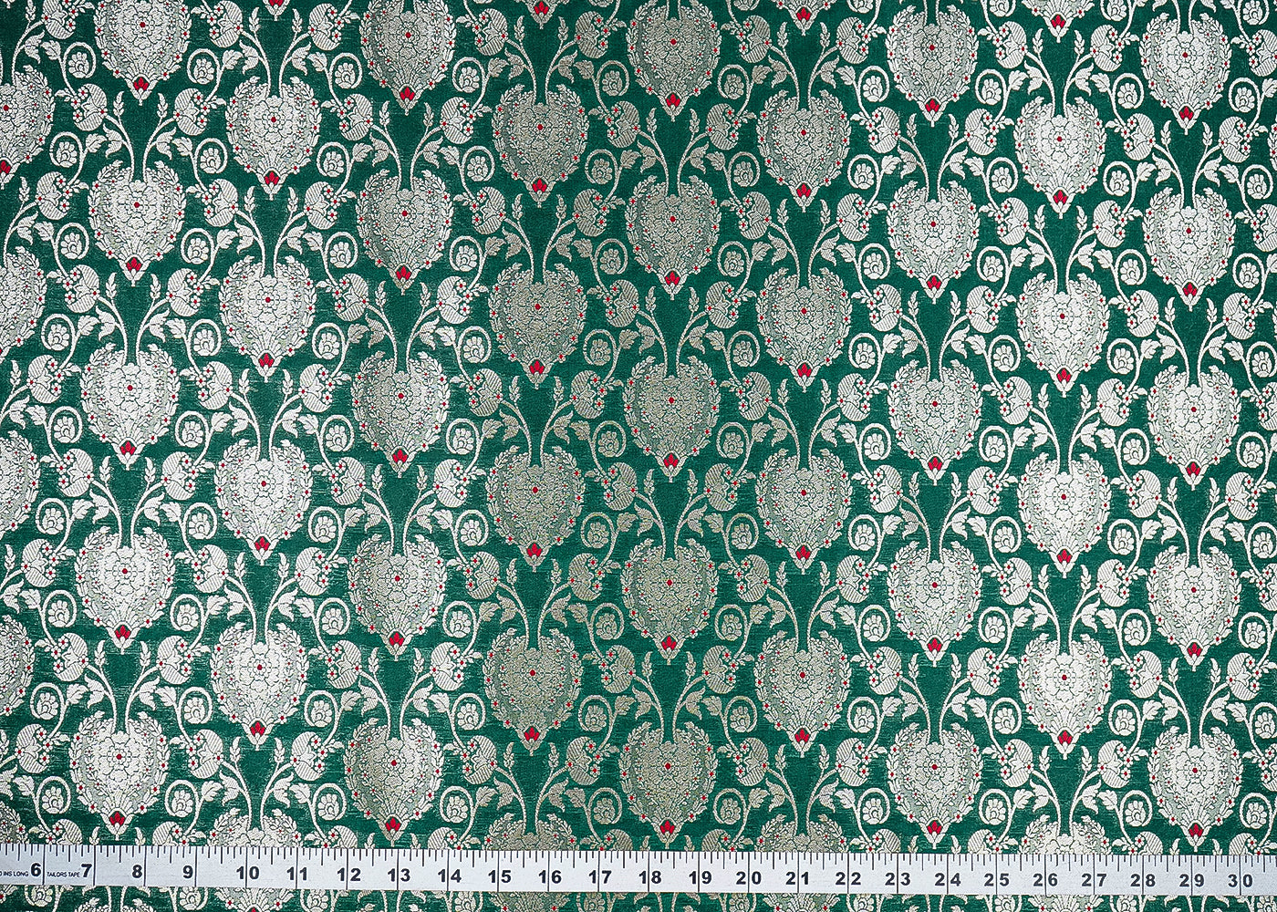 Bottle-Green-Banarasi-Brocade-Fabric-With-All-Over-Golden-Zari-Handloom-22721-measurement-view
