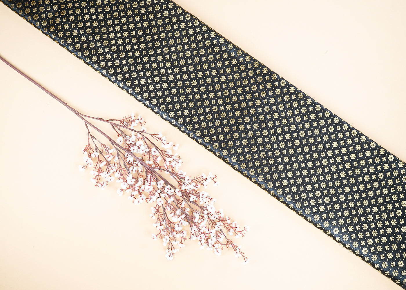 Black Banarasi Brocade Fabric With All Over Golden Zari Handloom 22724