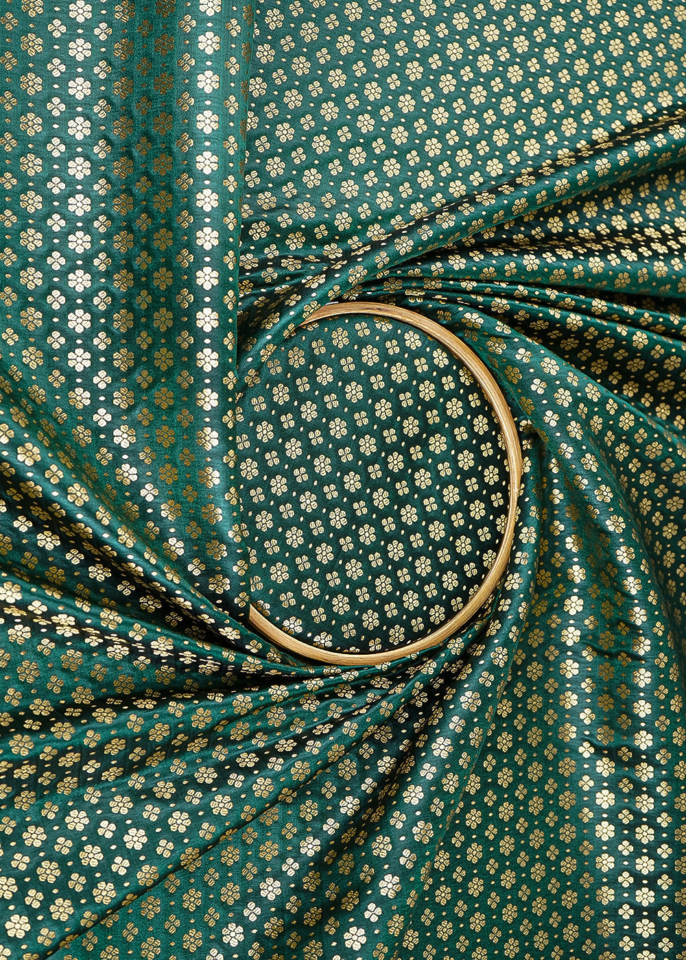 Bottle-Green-Banarasi-Brocade-Fabric-With-All-Over-Golden-Zari-Handloom-22726-close-view