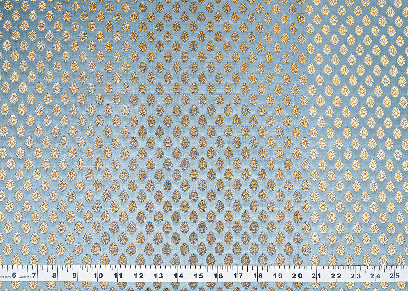 Grey Banarasi Brocade Fabric With All Over Zari Handloom 22730