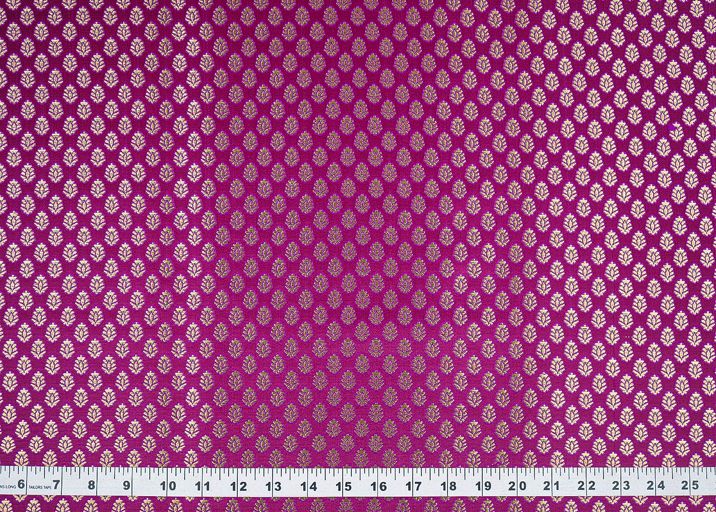 Purple Banarasi Brocade Fabric With All Over Zari Handloom 22732