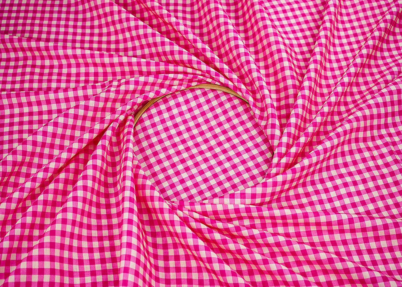 Rani Pink Cotton Fabric With All Over Gingham Print 22748