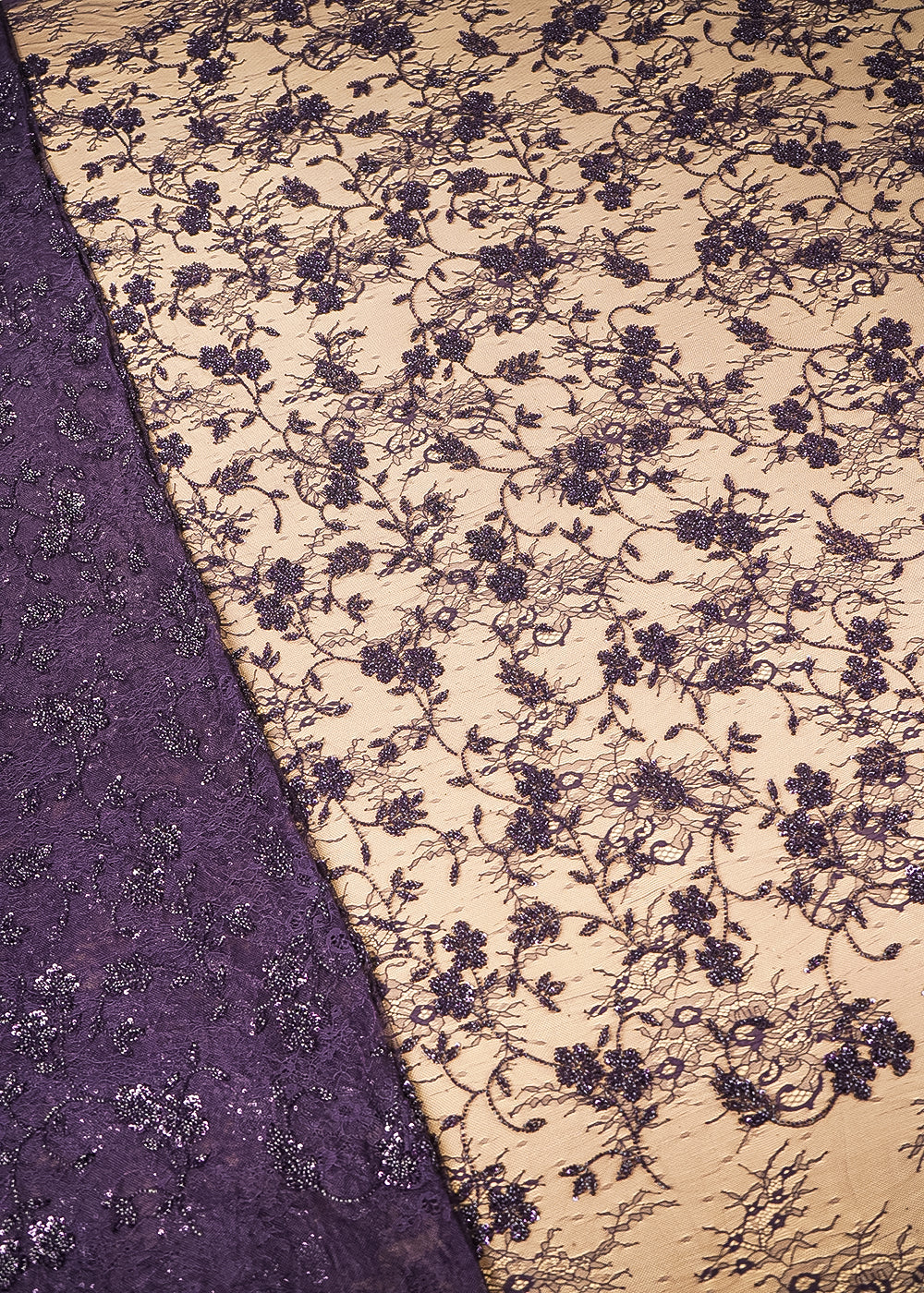 Purple-Sandline-Lace-Fabric-with-All-Over-Floral-Pattern-&-Sequins-Katdana-Work-22758-fabric-view