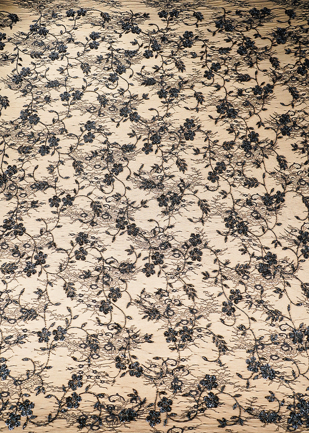 Black-Sandline-Lace-Fabric-with-All-Over-Floral-Pattern-&-Sequins-Katdana-Work-22760-work-design-view