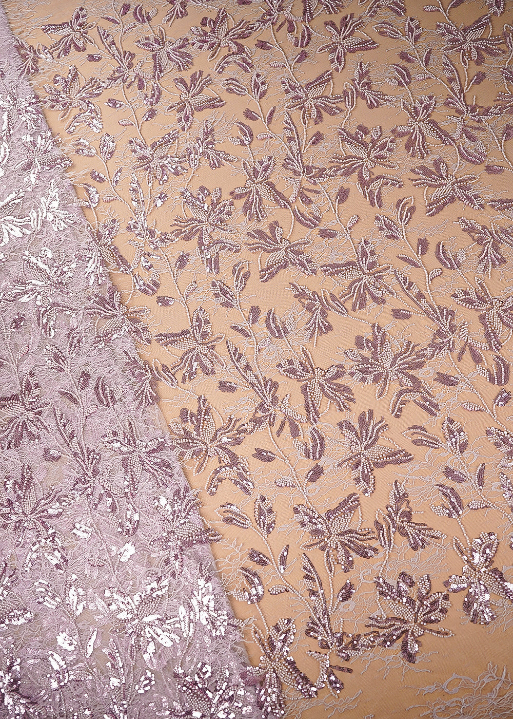 Baby-Pink-Sandline-Lace-Fabric-with-All-Over-Floral-Pattern-&-Sequins-Katdana-Work-22761-fabric-view
