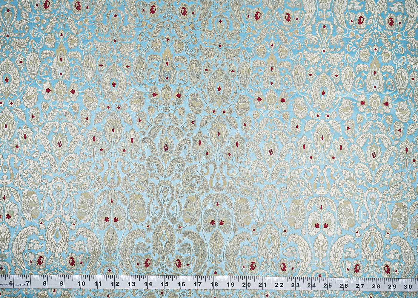 Powder-Blue-Banarasi-Brocade-Fabric-With-All-Over-Golden-Zari-Handloom-22802-measrement-view
