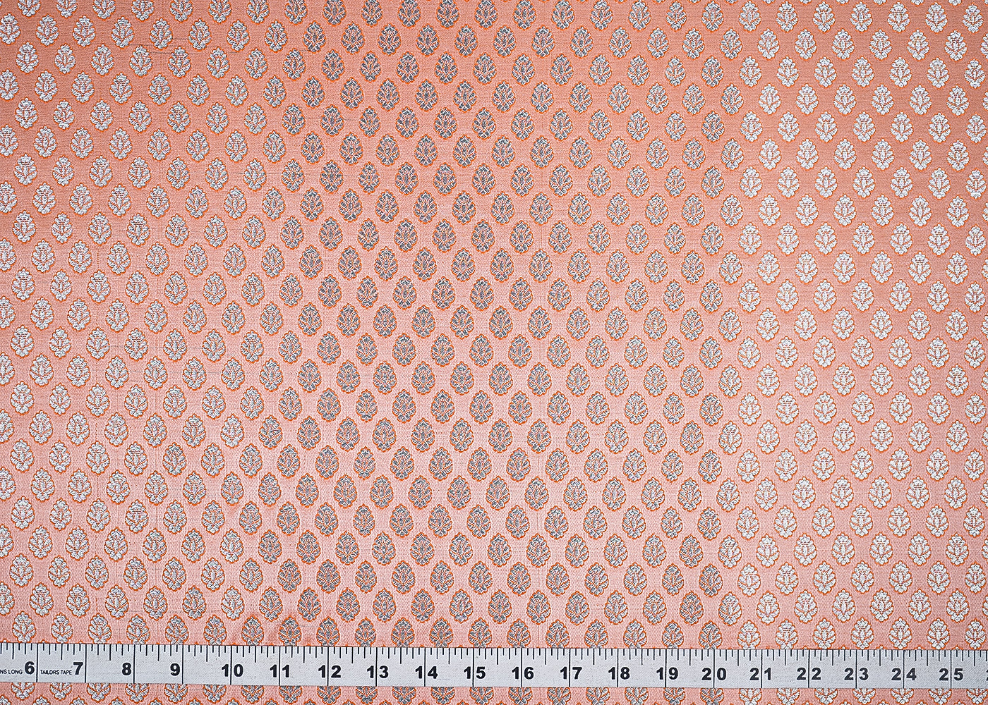 Peach Banarasi Brocade Fabric With All Over Zari Handloom 22807