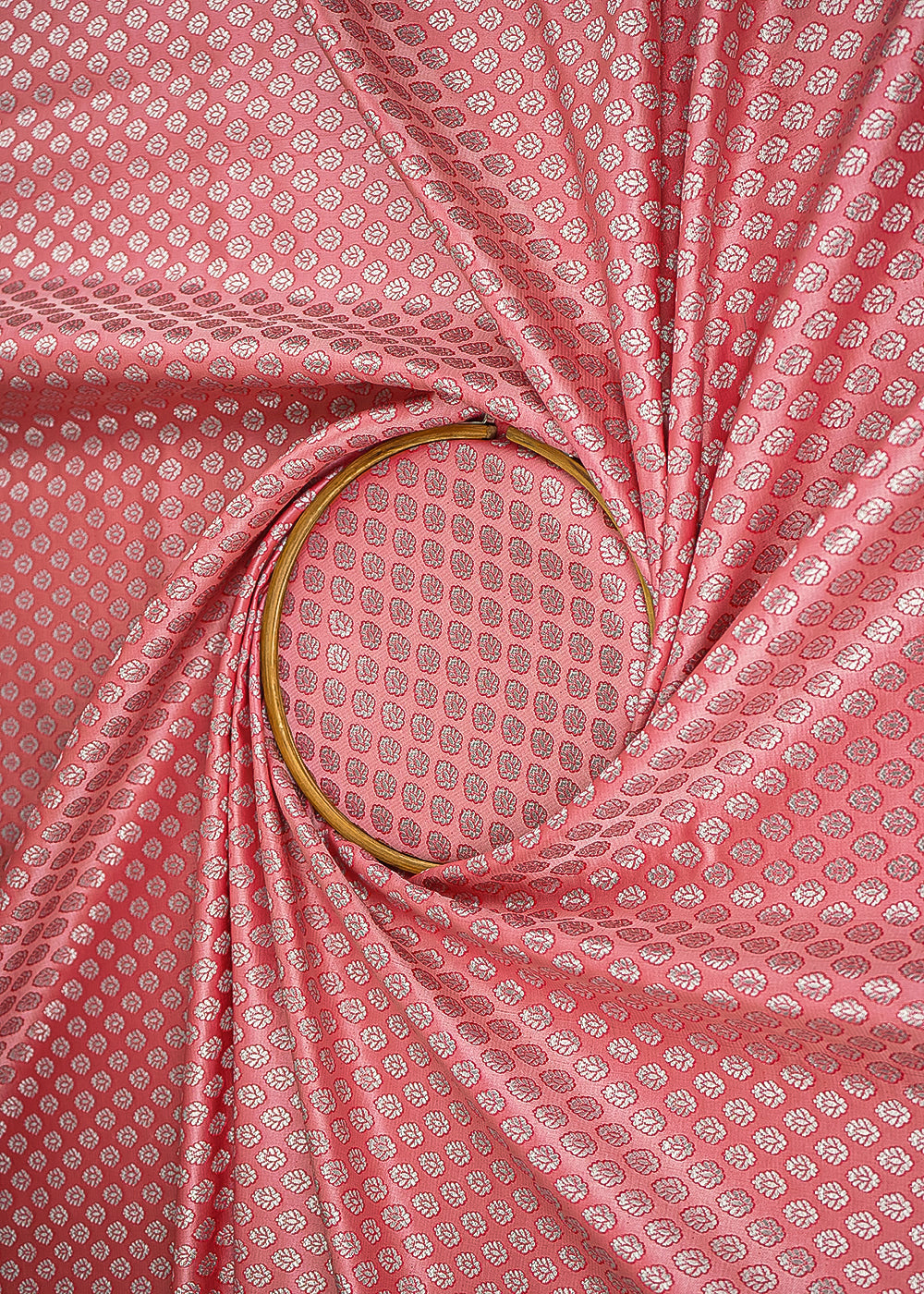 Peach-Pink-Banarasi-Brocade-Fabric-With-All-Over-Zari-Handloom-22811-close-view