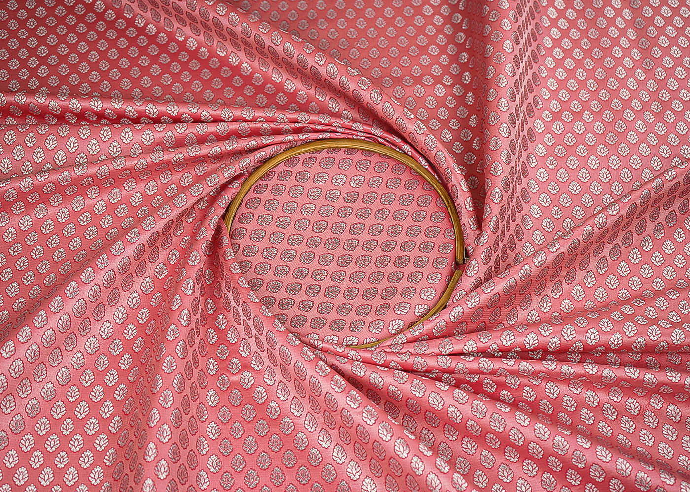 Peach-Pink-Banarasi-Brocade-Fabric-With-All-Over-Zari-Handloom-22811-close-view