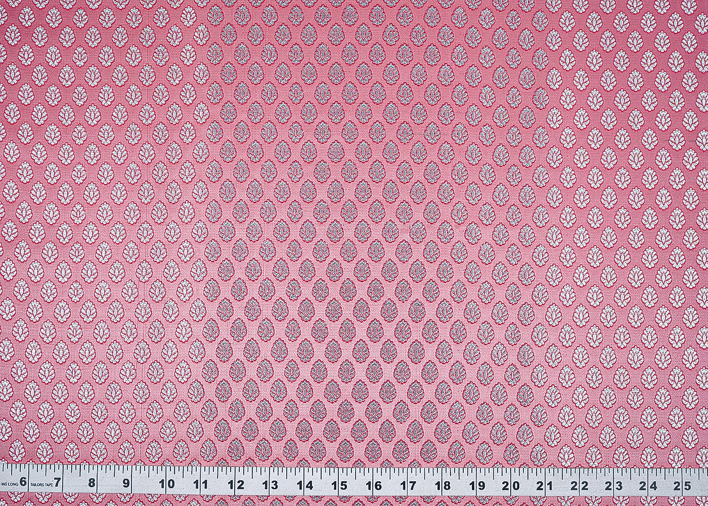 Onion Pink Banarasi Brocade Fabric With All Over Zari Handloom 22811