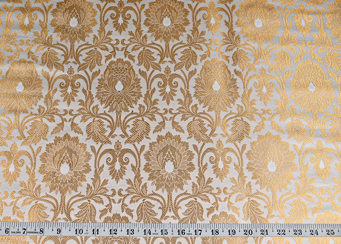 Off-White-Banarasi-Brocade-Fabric-With-All-Over-Golden-Zari-Handloom-22813-measurement-view