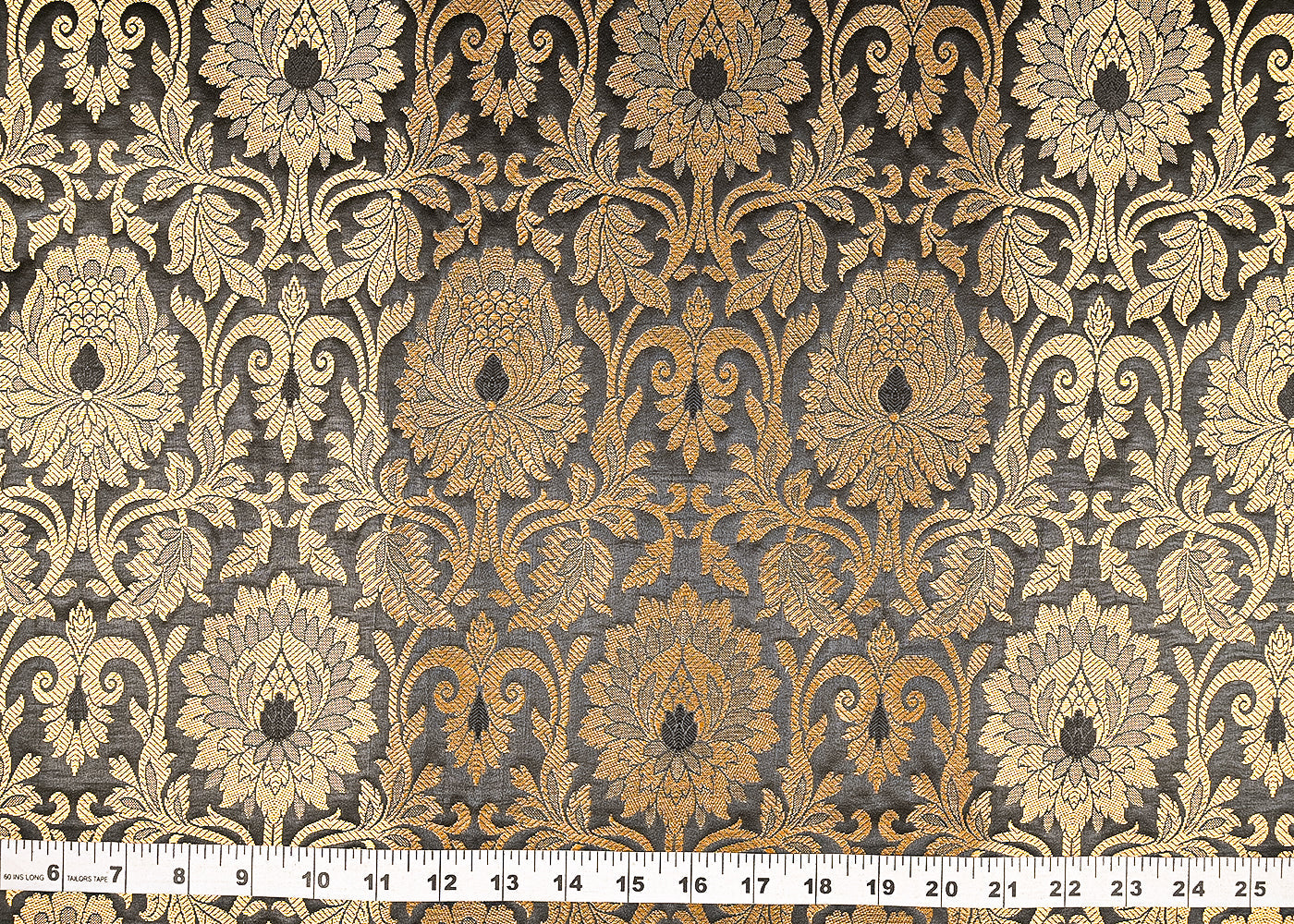 Black-Banarasi-Brocade-Fabric-With-All-Over-Golden-Zari-Handloom-22814-measurement-view