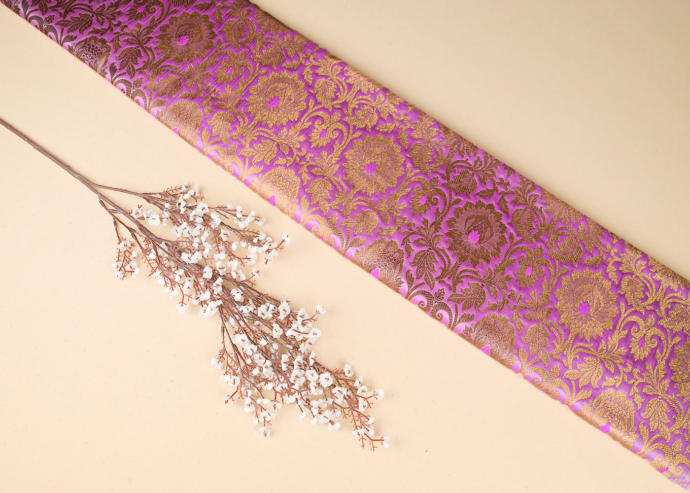 Baby-Pink-Banarasi-Brocade-Fabric-With-All-Over-Golden-Zari-Handloom-22819