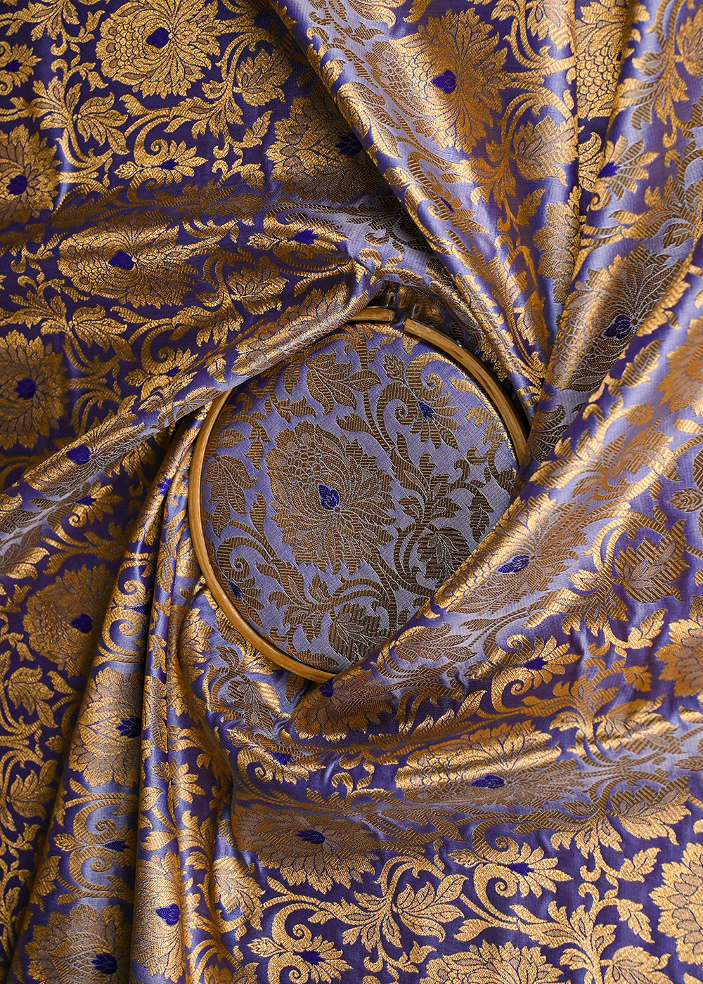 Lavender-Banarasi-Brocade-Fabric-With-All-Over-Golden-Zari-Handloom-22821-close-view