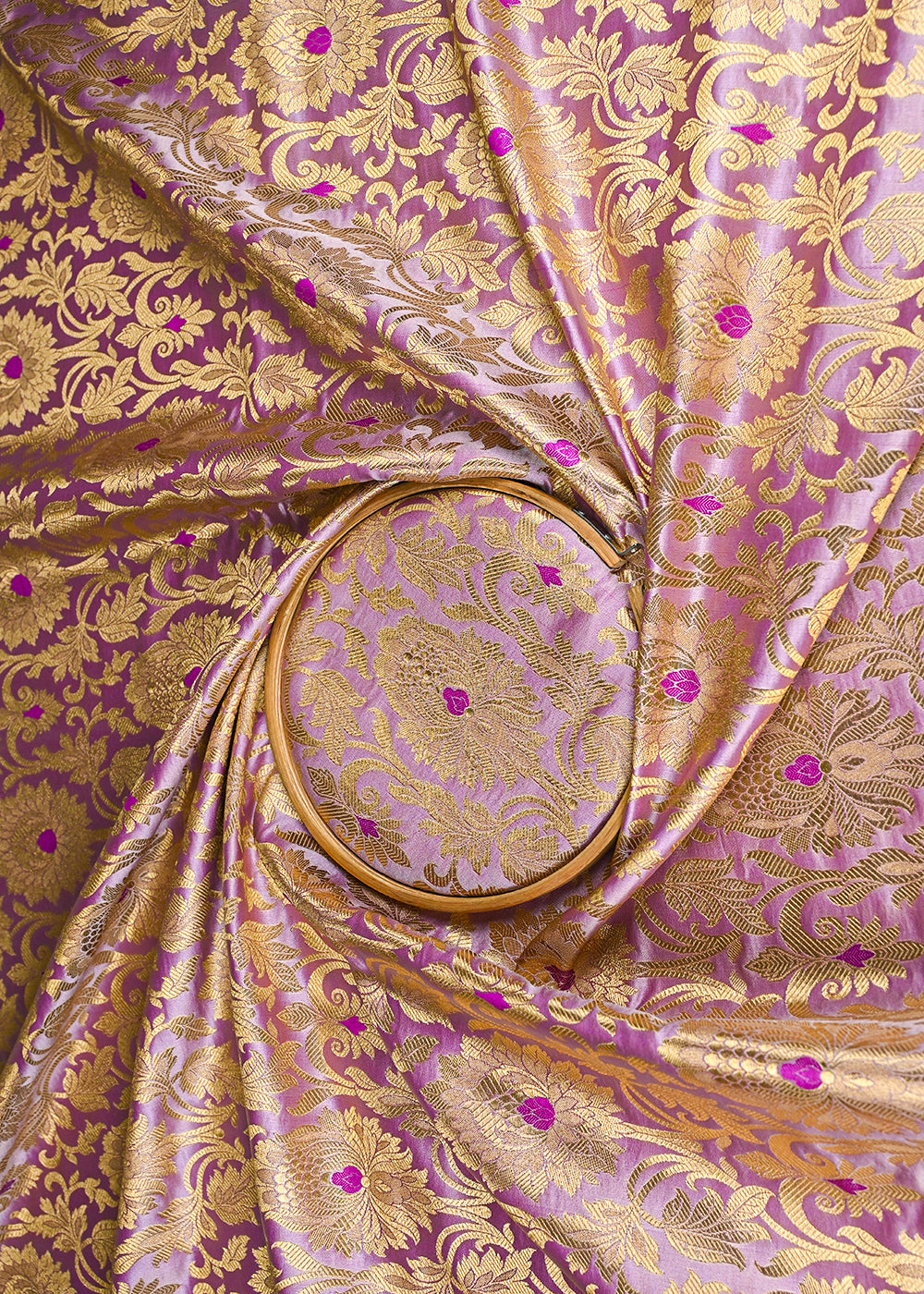 Lilac-Banarasi-Brocade-Fabric-With-All-Over-Golden-Zari-Handloom-22823-close-view