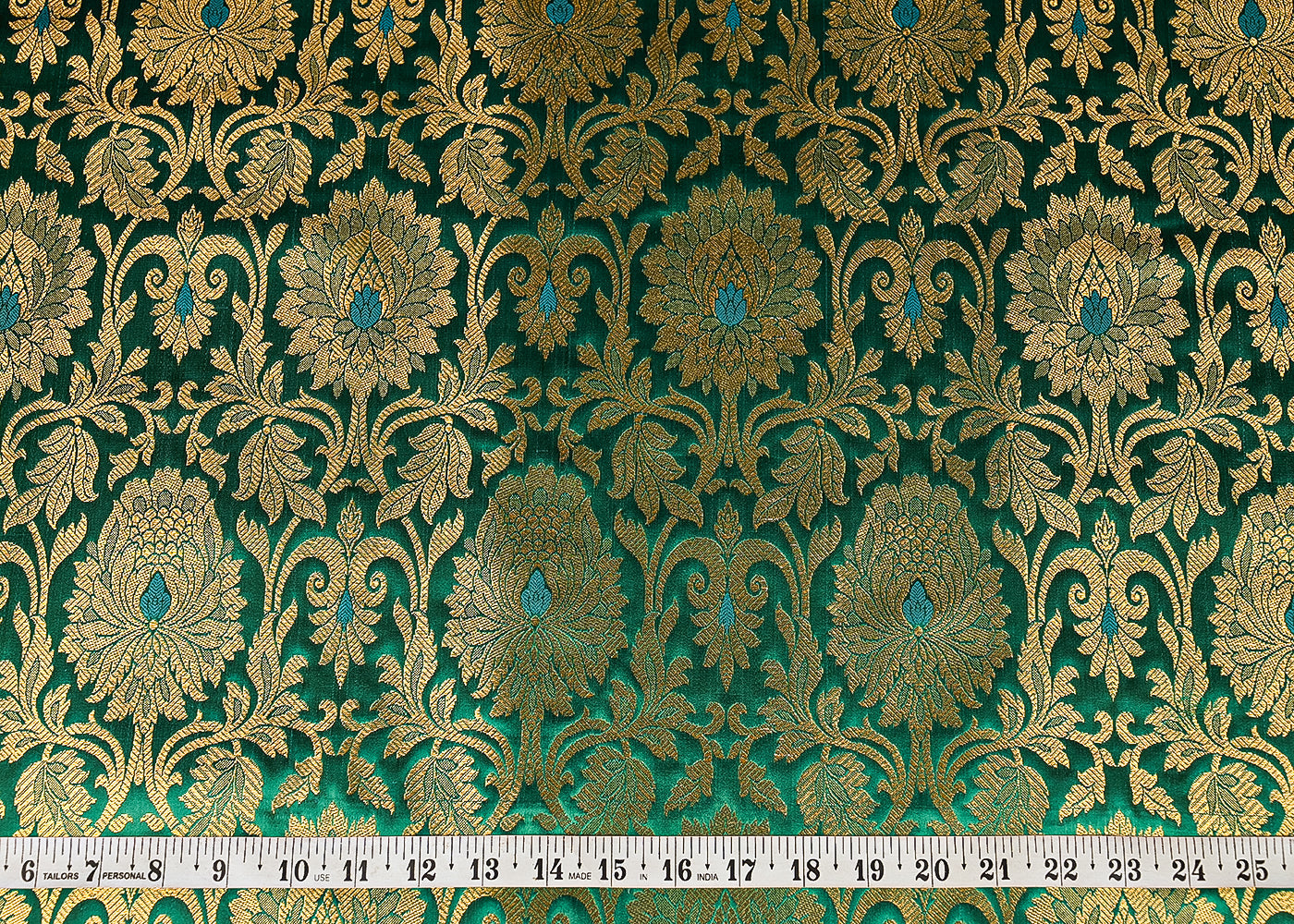 Rama-Green-Banarasi-Brocade-Fabric-With-All-Over-Golden-Zari-Handloom-22830-measurement-view