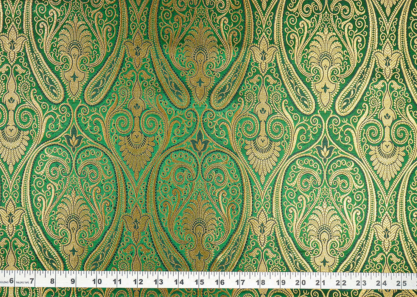 Bottle-Green-Banarasi-Brocade-Fabric-With-All-Over-Zari-Handloom-22838-measurement-view