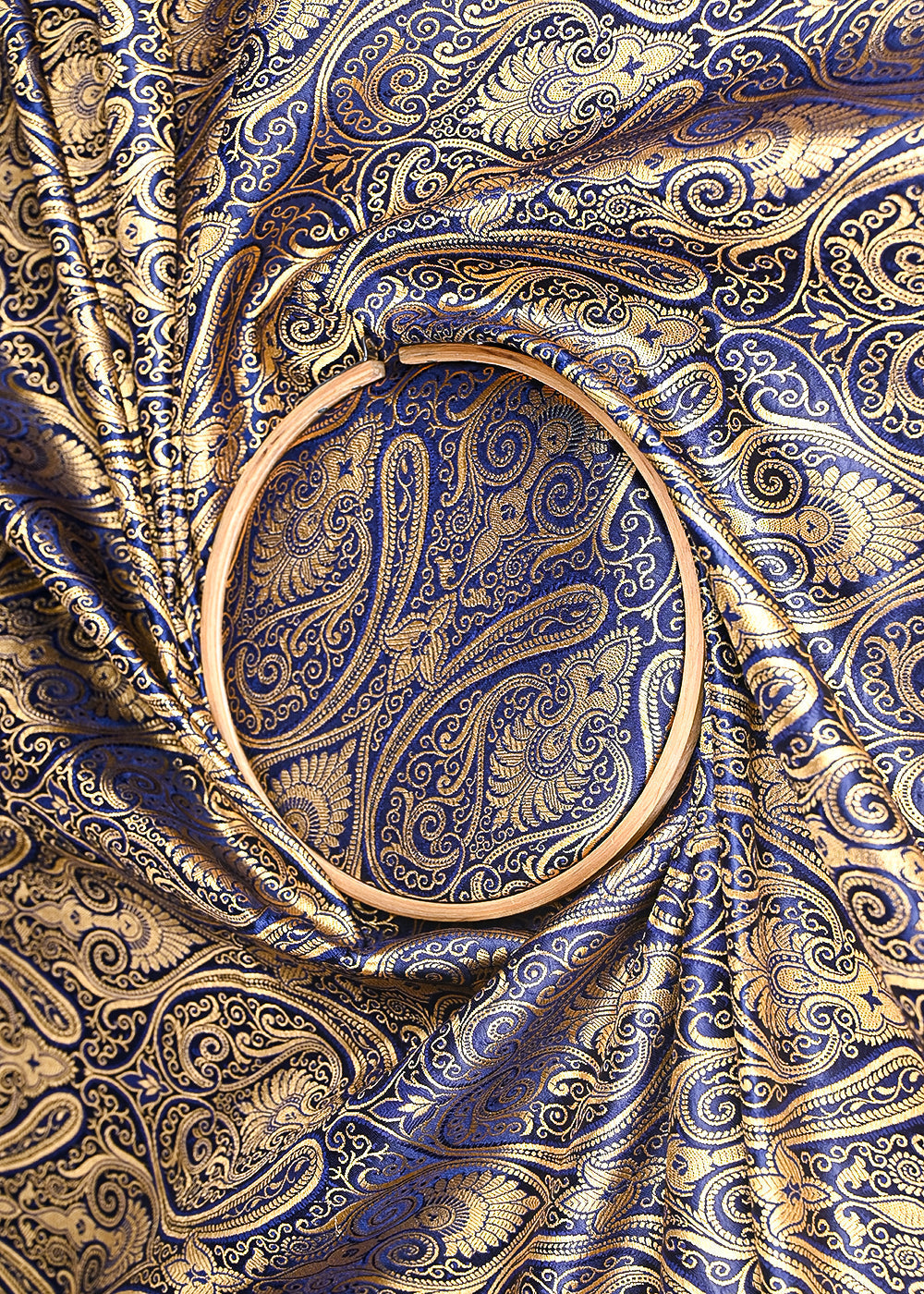 Navy-Blue-Banarasi-Brocade-Fabric-With-All-Over-Zari-Handloom-22840-close-view