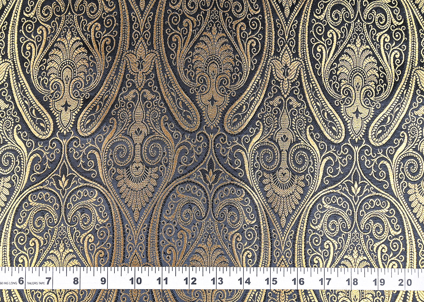 Black Banarasi Brocade Fabric With All Over Zari Handloom 22843