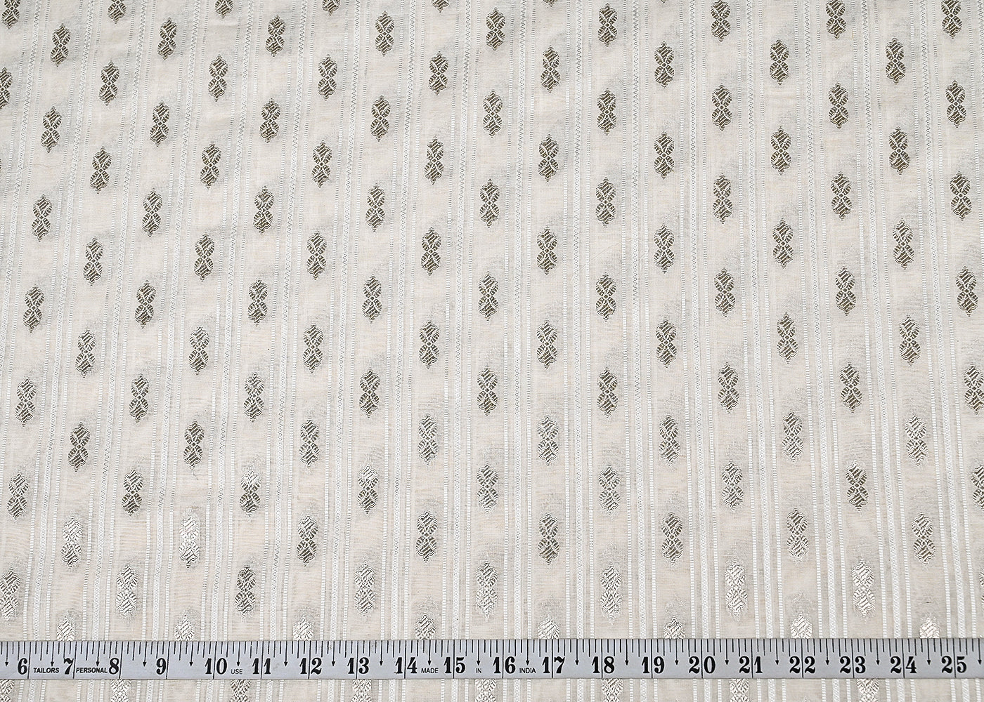 White-Dyeable-Chanderi-Fabric-With-All-Over-Dull-Gold-Zari-Handloom-22849-measurement-view
