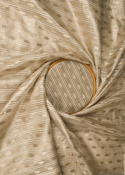 Light Gold Dyeable Organza Fabric With All Over Zari Handloom 22856