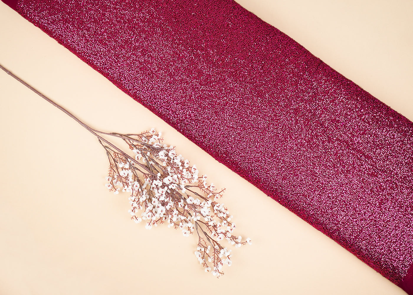 Pink Georgette Fabric With All Over Sequins Work 22876