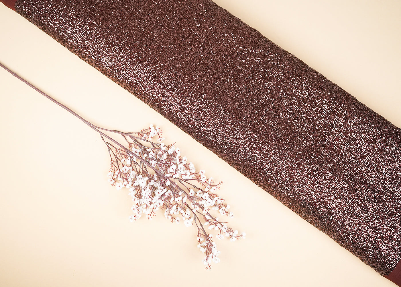 Dark Brown Georgette Fabric With All Over Sequins Work 22879