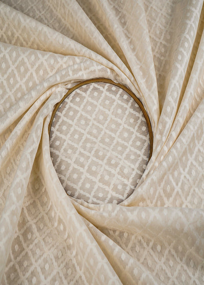 Off White Dyeable Chanderi Fabric With All Over Self Work 22902