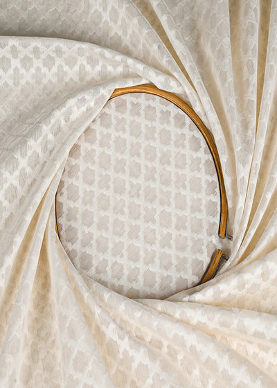 Off White Dyeable Chanderi Fabric With All Over Self Work 22942