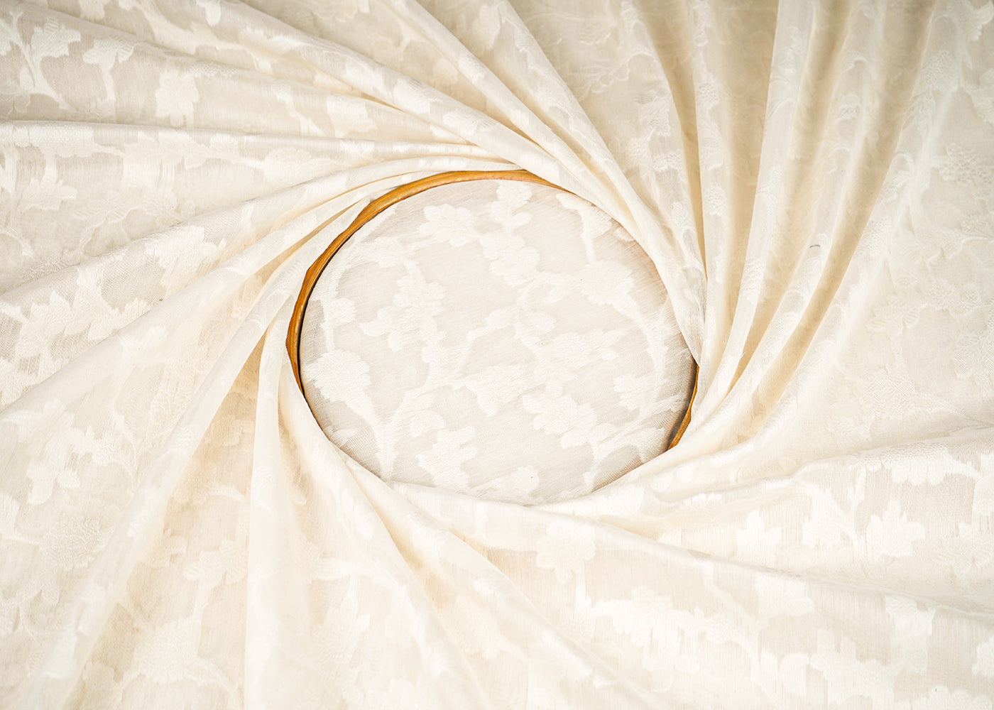 Off White Dyeable Chanderi Fabric With All Over Thread Handloom 22970