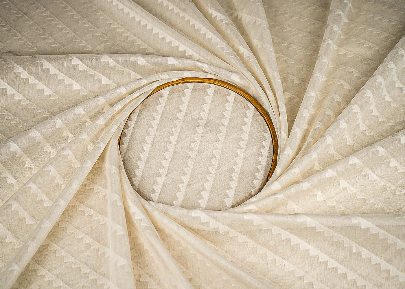 Off White Dyeable Chanderi Fabric With All Over Thread Handloom 22977