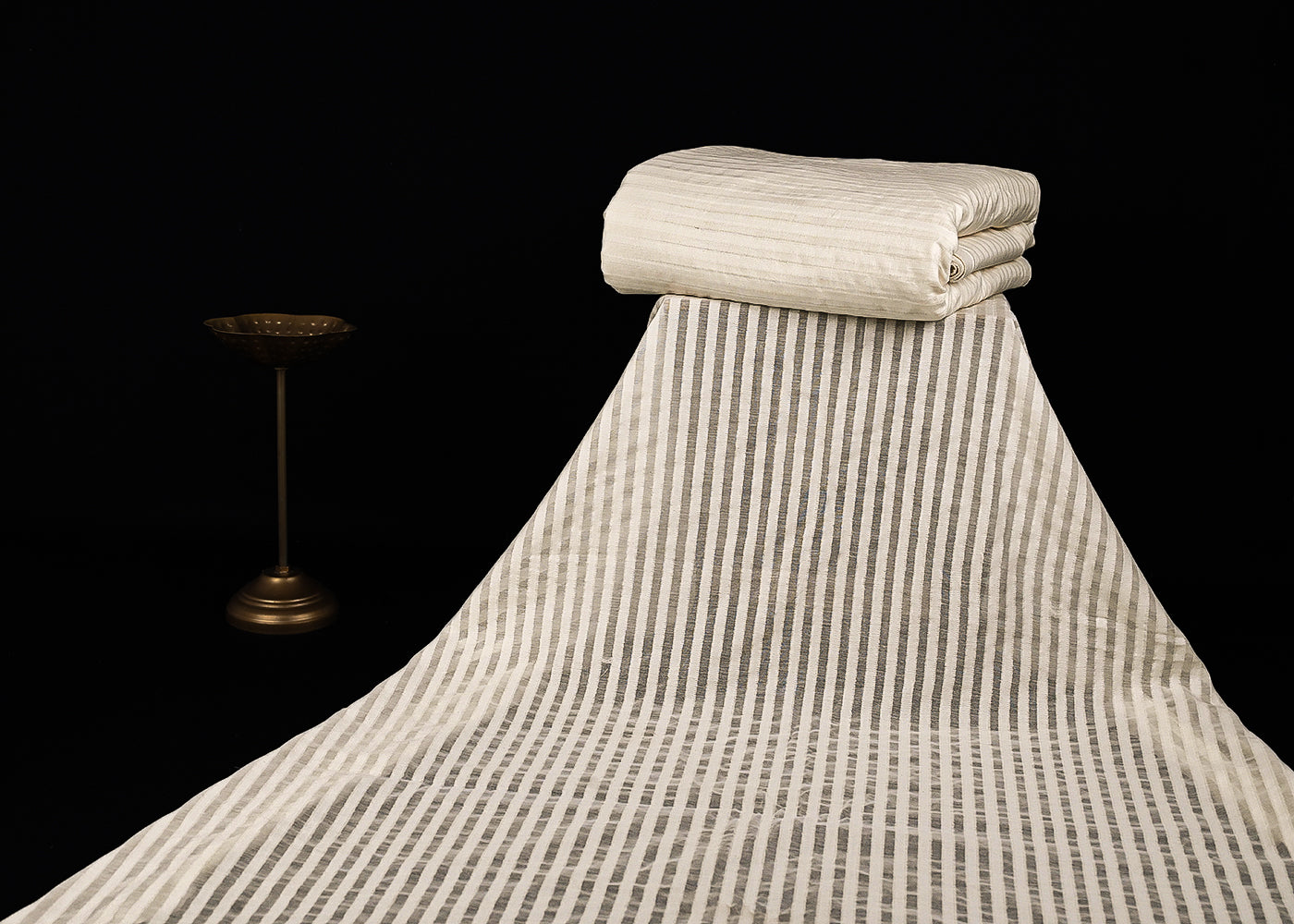 Off White Dyeable Chanderi Fabric With All Over Thread Handloom 22978