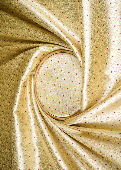 Golden Banarasi Brocade Fabric With All Over Golden Zari Handloom 23005